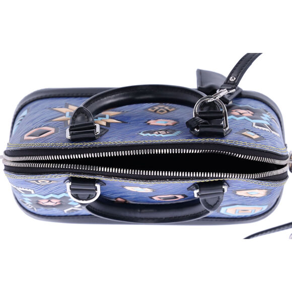 Louis Vuitton Blue Denim Aztec Epi Leather Alma BB Small Dome Bag Crossbody - Picture 12 of 12
